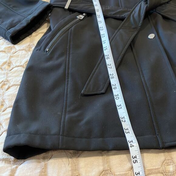 Calvin Klein Black Belted warm Trench Rain Coat size XL - Picture 5 of 9